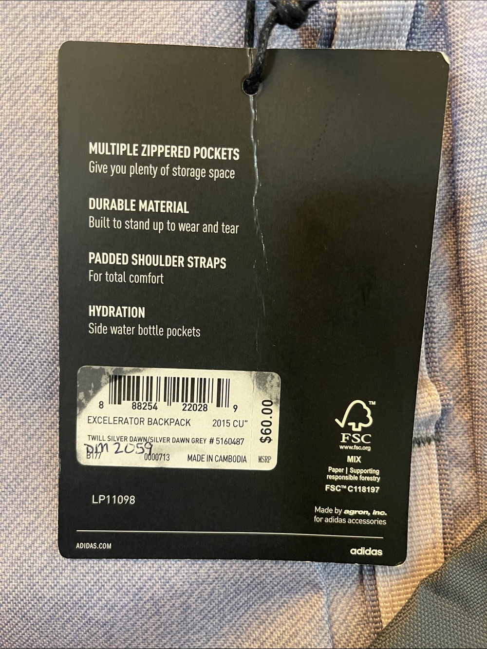 Adidas Excelerator Light Purple & Gray Backpack - Picture 2 of 10